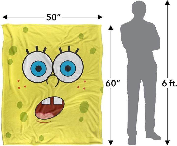 Actual product image Spongebob Squarepants Silky Surprise Face Supersoft Blanket (152 x 127 cm)