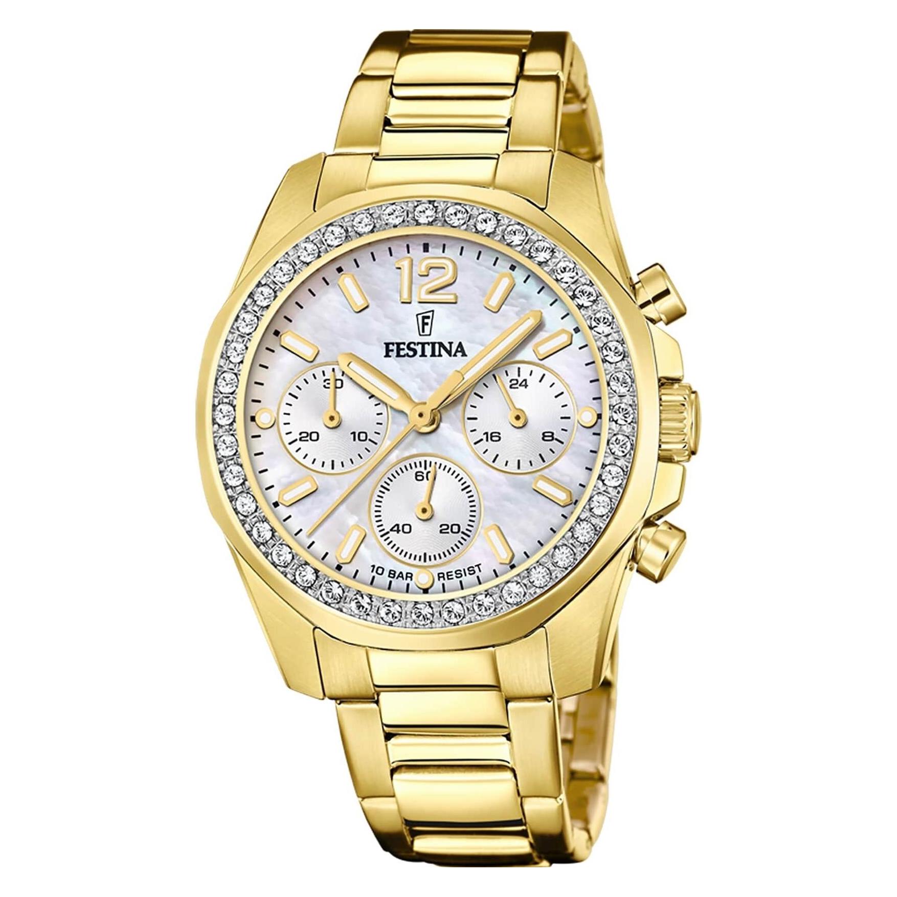 Festina, Armbanduhr, Boyfriend, Gold, (Chronograph, 38 mm)