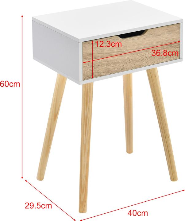 Image du produit En.Casa Table d'appoint Östersund (lot de 2) blanc/chêne (29.50 x 40 x 60 cm)