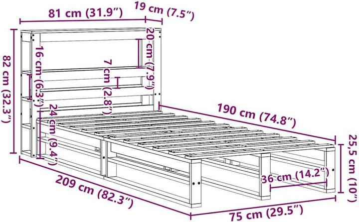 Image du produit vidaXL Bettrahmen (75 x 190 cm)