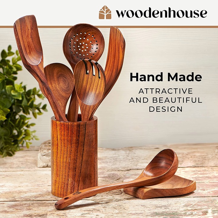 Produktbild Woodenhouse Holz Kochbesteck-Set mit Halter