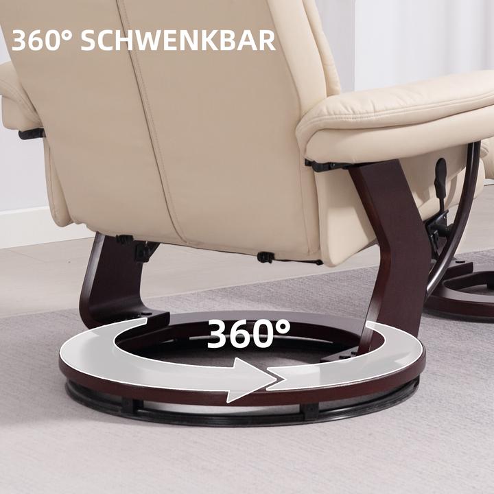 Produktbild Homcom Relaxsessel mit Hocker Kunstleder Cremeweiss