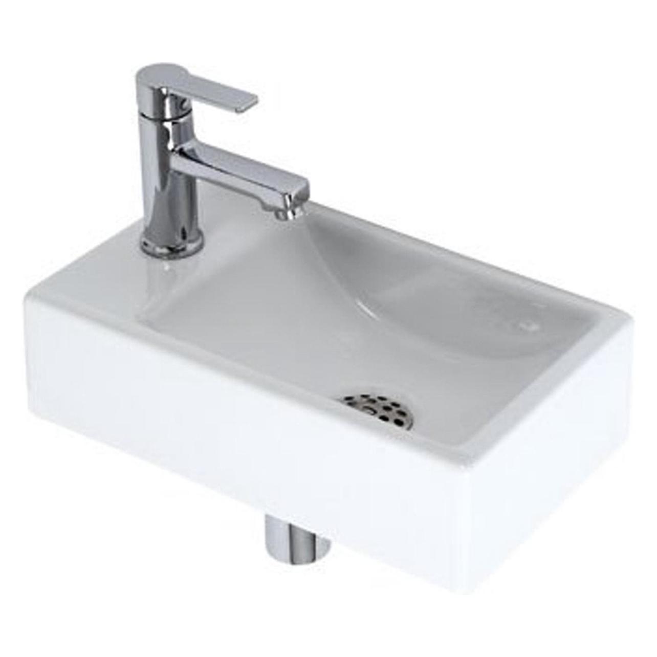 Plieger, Spoelbak, Houston Links Fonteinset 37X23cm Wit Met Kraangat Links (230 mm, 370 mm)