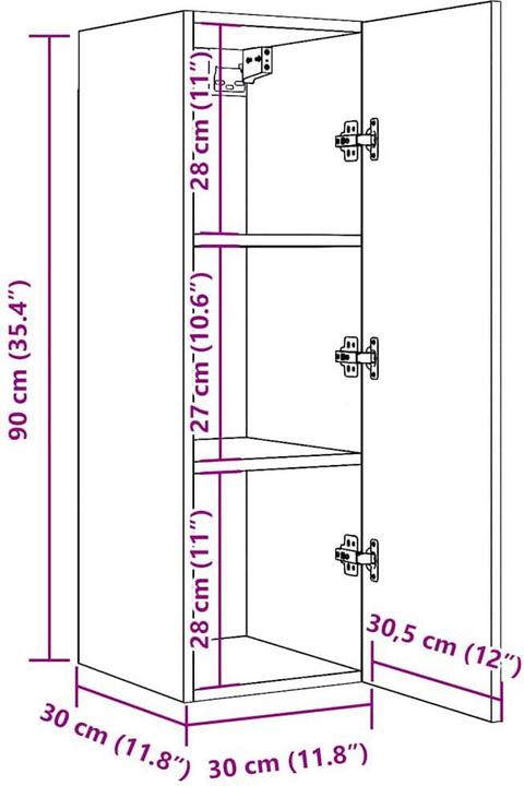 Produktbild vidaXL TV-Schrank (30.50 x 30 x 90 cm)