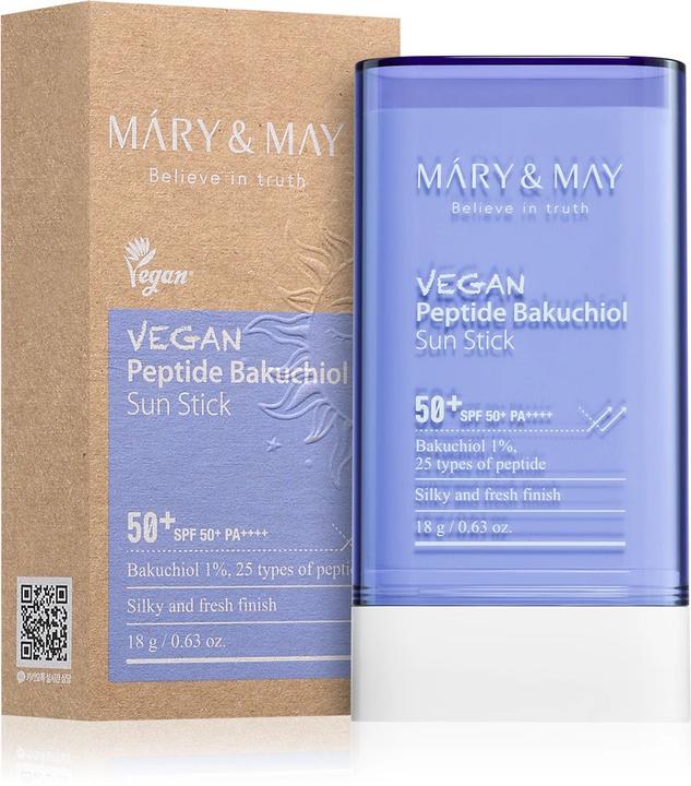 Actual product image Mary&May Mary & May Vegan Peptide Bakuchiol Sun Stick SPF50+ PA++++ 0.63 oz 18g Aging Control Bakuchiol 25 Ty (Sun stick, SPF 50+)