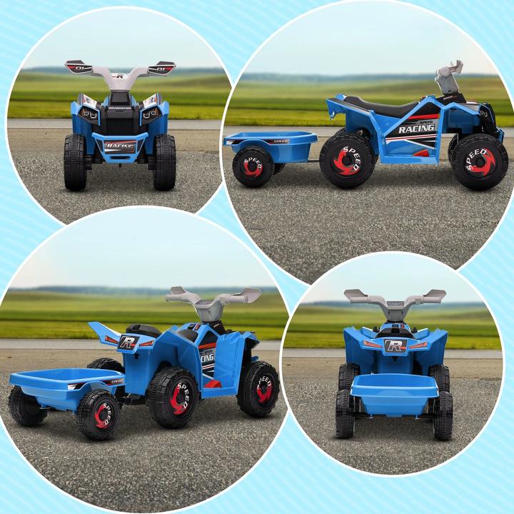 Actual product image Homcom Children's quad bike, rechargeable, 2.5 km/h, with trailer, 50 min driving time, for children aged (6 V)