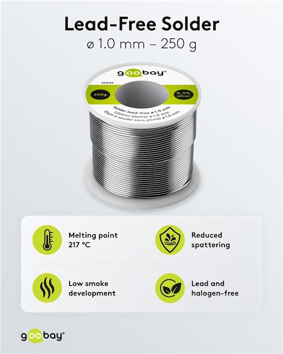 Immagine prodotto Goobay Saldatura professionale senza piombo, ø 1,0 mm, 250 g (Saldatura)