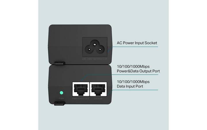 Actual product image TP-Link PoE+ Injector Adapter TL-POE160S Ethernet LAN (RJ-45) Ports 1x10 (802.3at (PoE+), 802.3af (PoE), 30 W)