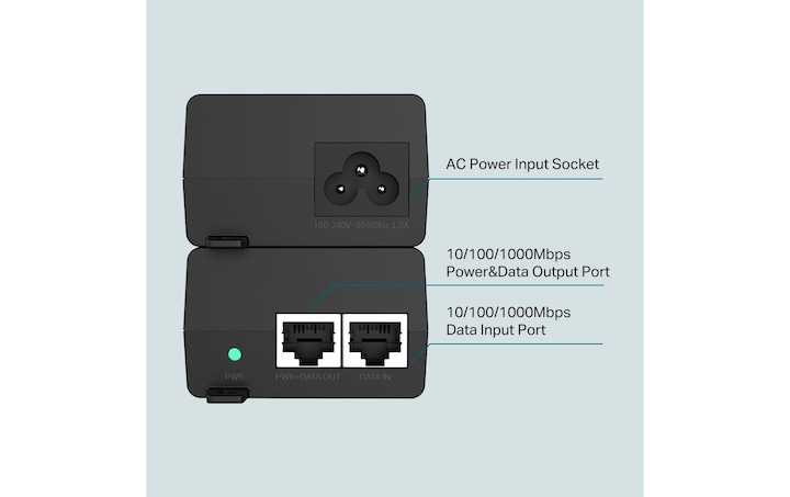 Produktbild TP-Link PoE+-Injektor-Adapter TL-POE160S Ethernet LAN (RJ-45) Anschlüsse 1x10 (802.3at (PoE+), 802.3af (PoE), 30 W)