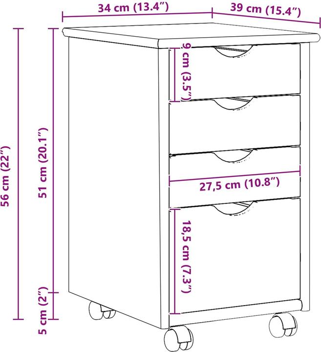 Produktbild vidaXL Aufbewahrungsschrank (34 x 39 x 56 cm)