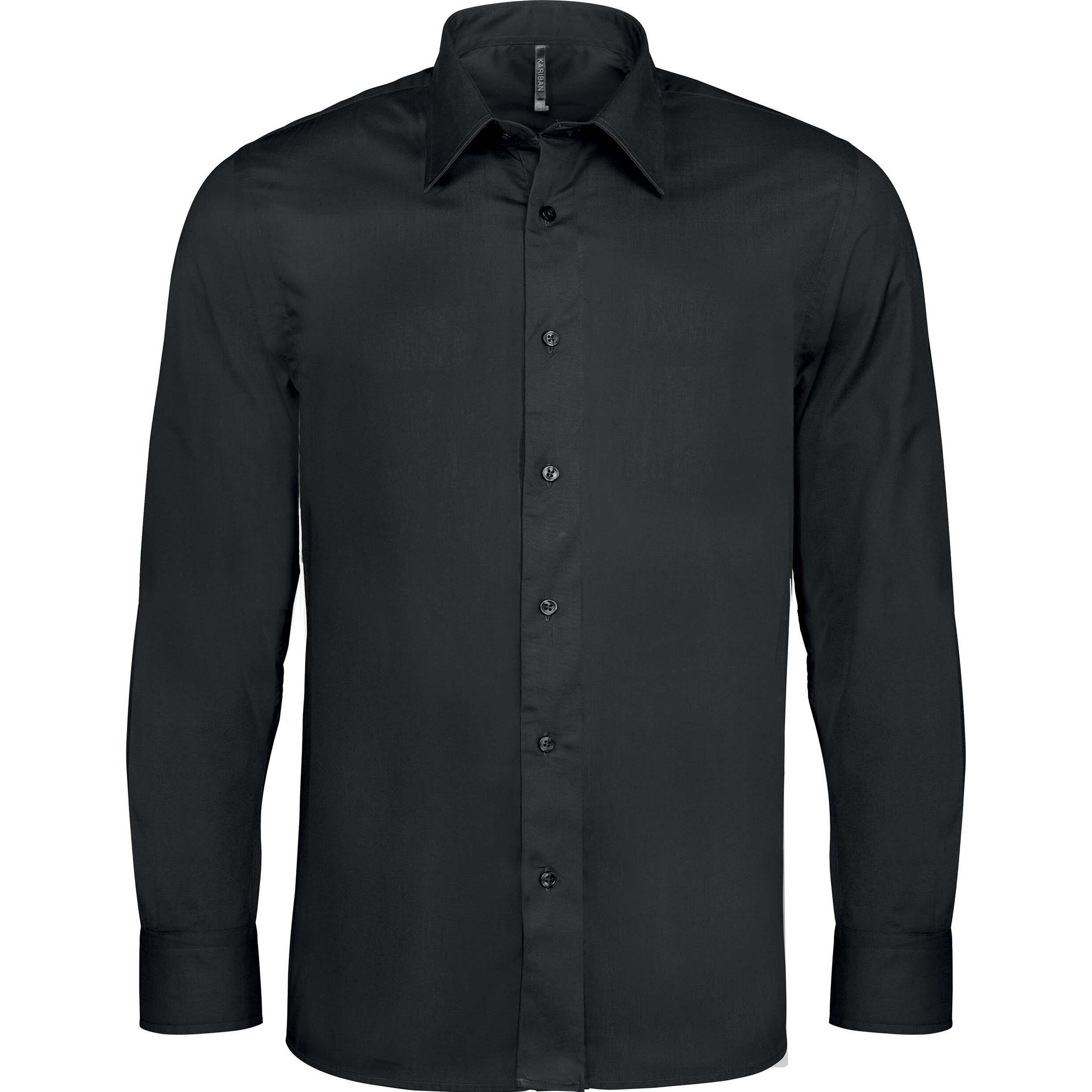 Kariban, Herren, Hemd, Baumwoll-Elasthan-Hemd, Schwarz, (XS)