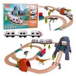 Lean Toys Elektrische Eisenbahn-Set "Dinosaurierpark" mit Licht und Sound, 76 cm