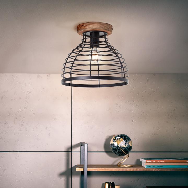 Produktbild Brilliant Avia Deckenleuche 30cm schwarz/holz (E27)