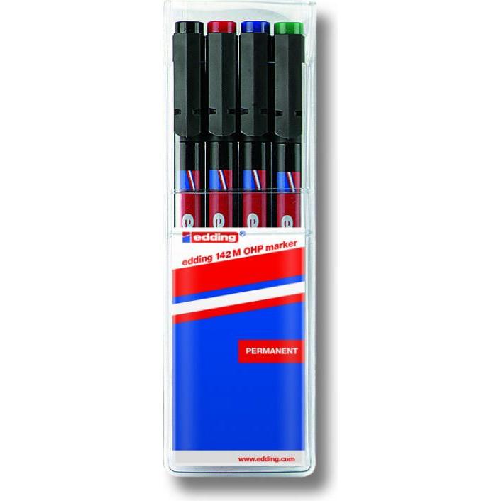 Thumbnail - Edding, Marker, Ohp (Blau, Grün, Rot, Schwarz, 1 mm, 4 x)