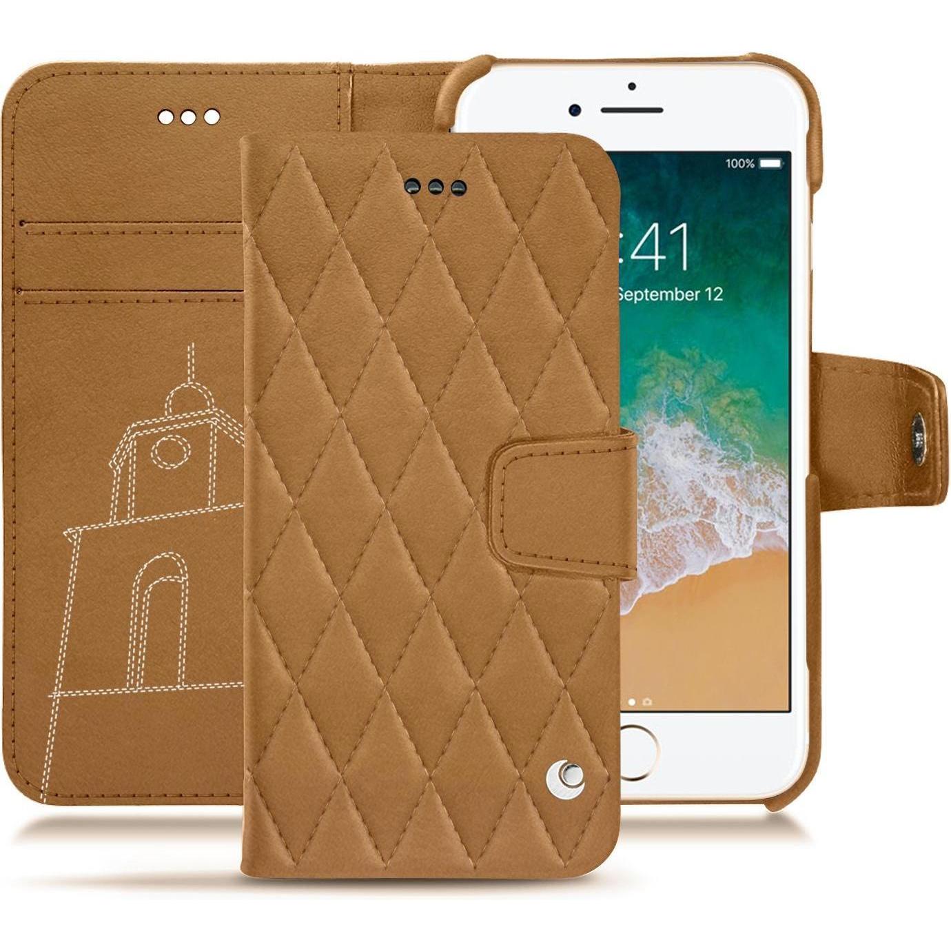 Noreve Lederschutzhülle Wallet (Apple iPhone 7), Smartphone Hülle, Braun