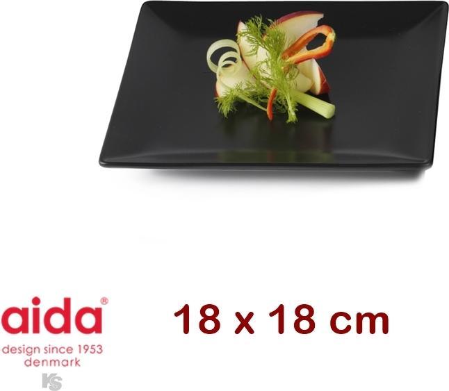 Actual product image Aida Plate square black 18cm (1x, 18 cm)