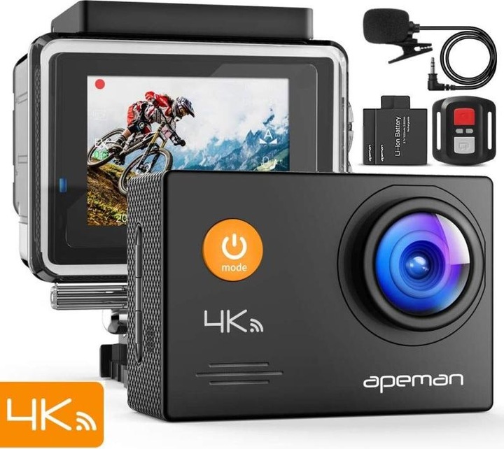 Produktbild Apeman Sport Action Camera 4k 20MP - 40M Waterdicht Onderwatercamera - Helmcamera - Actiecamera WIFI Afstan (30p)
