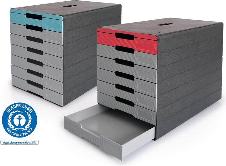 Produktbild Durable Schubladenbox IDEALBOX PLUS grau/blau 776306, DIN C4 mit 7 Schubladen (A4, C4)