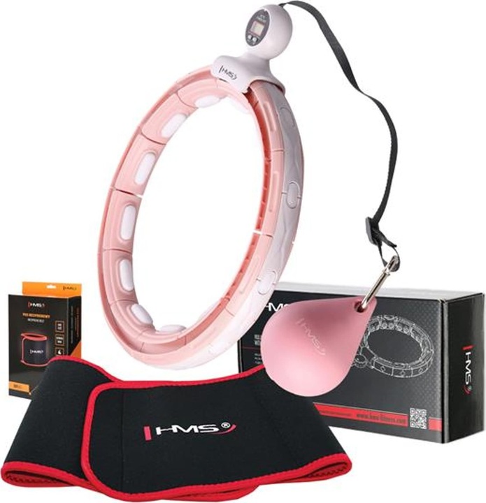 Produktbild HMS Magnetisches Hula Hoop Set Pink Hhm15 Mit Zähler + Abnegürtel Br163 Rot
