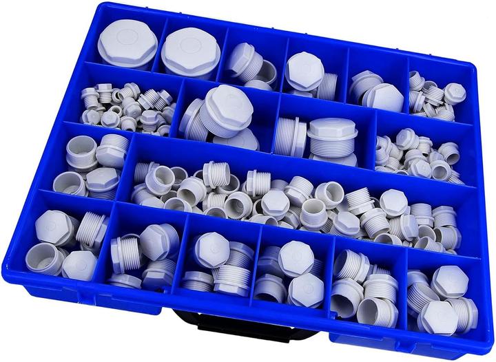 Produktbild Kalitec 220 Stück Sortimentskasten Blindstopfen grau M12-M50 I Würgenippel Set I Dichtstopfen Sortim