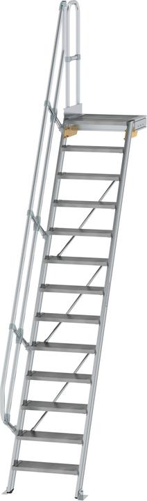 Produktbild Munk Treppe mit Plattform 60° Stufenbreite 600 mm 13 Stufen Aluminium geriffelt (Gerüst, 60 cm)