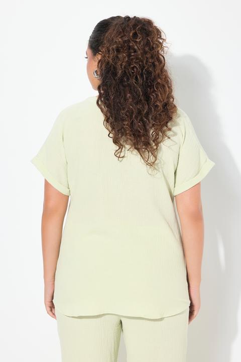 Produktbild Ulla Popken Musselin-Bluse, Oversized, Tunika-Ausschnitt, Halbarm (46, 48)