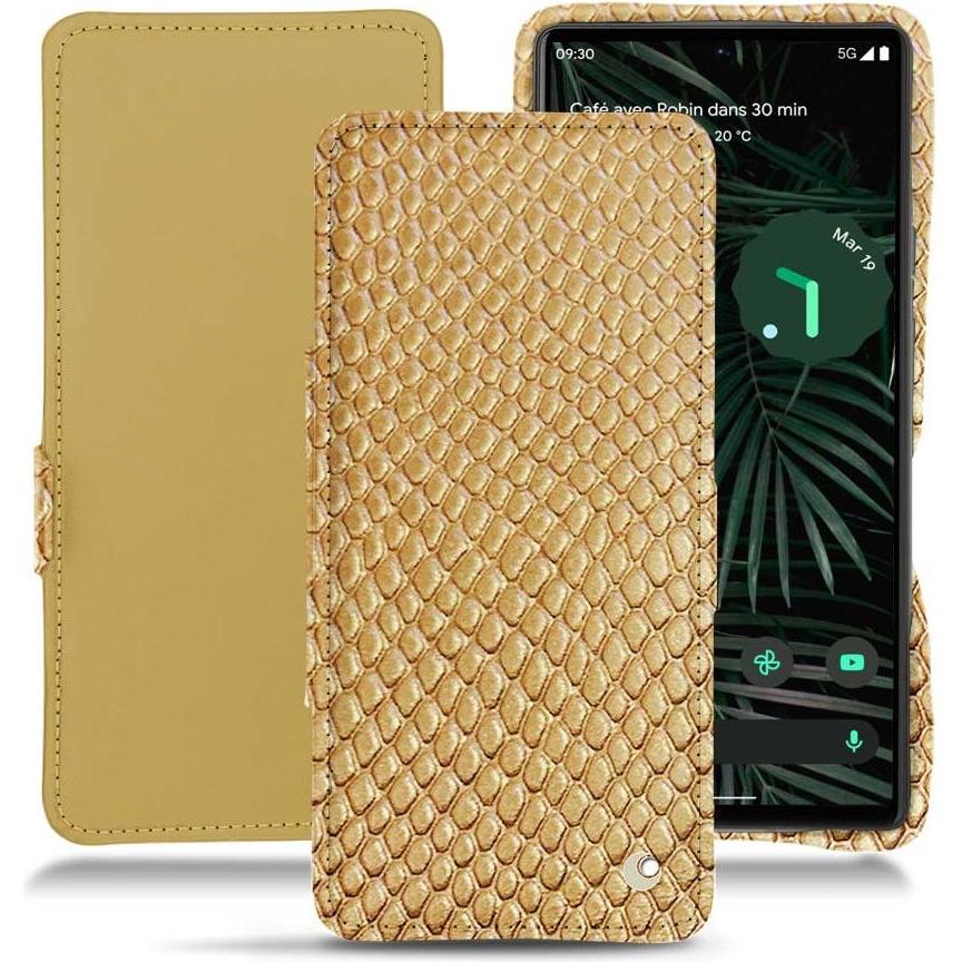 Noreve Lederschutzhülle horizontal (Google Pixel 5, Google Pixel 6 Pro), Smartphone Hülle, Beige