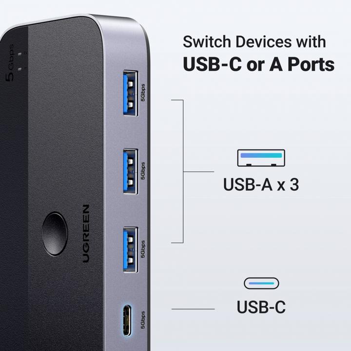 Produktbild Ugreen Przełącznik switch USB 3.0 CM662, 2X4 out (czarny)
