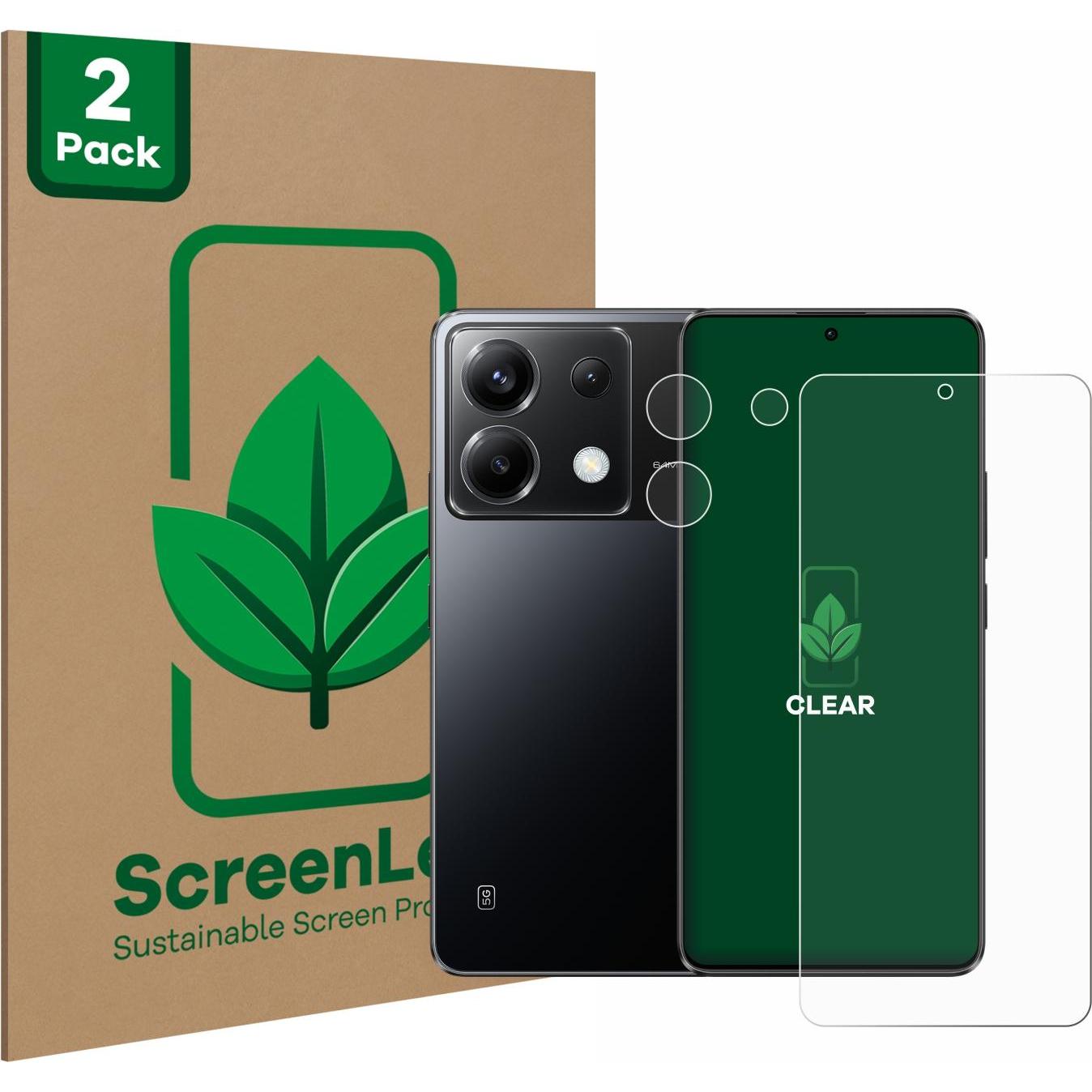 ScreenLeaf Schutzfolie nachhaltiger Displayschutz Displayschutzfolie Folie Klar Transparent (2 Stück, Xiaomi Poco X6), S...