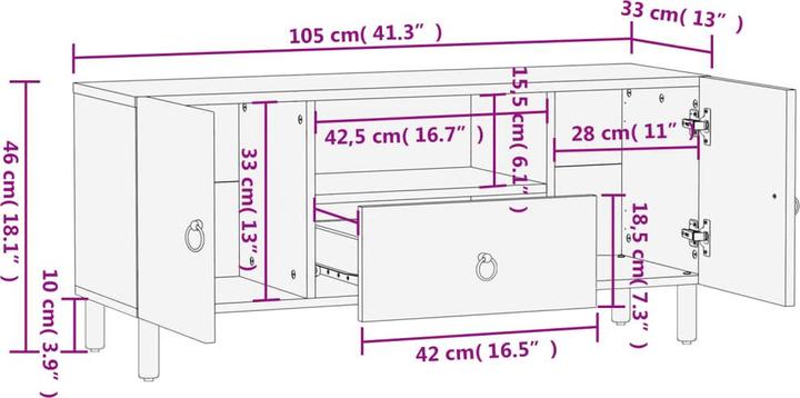 Image du produit vidaXL Meuble TV (105 x 33 x 46 cm)