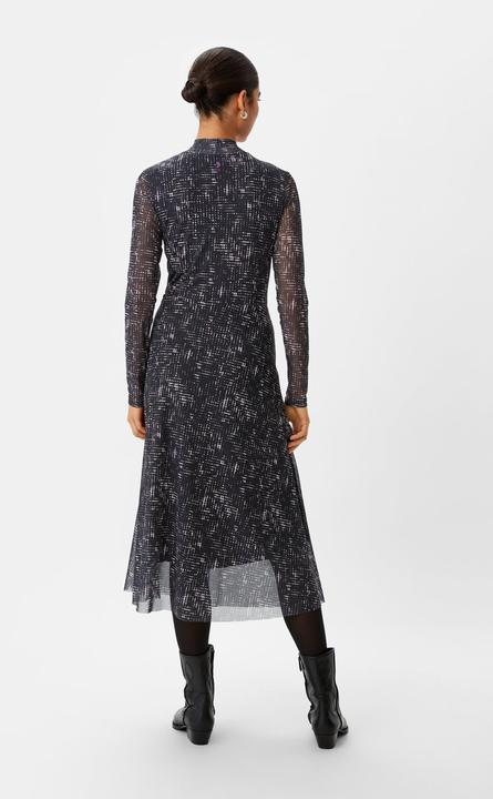 Produktbild Comma Kleid Gemustertes Mesh-Kleid mit Stehkragen (42)