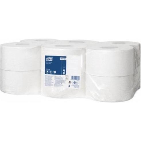 Tork, Carta igienica, Carta igienica Universal Mini Jumbo T2, 1 velo, 240 m, tessuto riciclato, grigio, 12 pezzi (12 pz.)