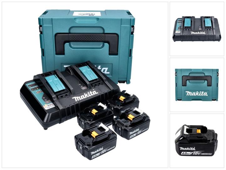 Actual product image Makita Power Source Kit 18V with 4x BL1840B battery 4.0Ah + DC18RD dual charger + Makpac (18 V)