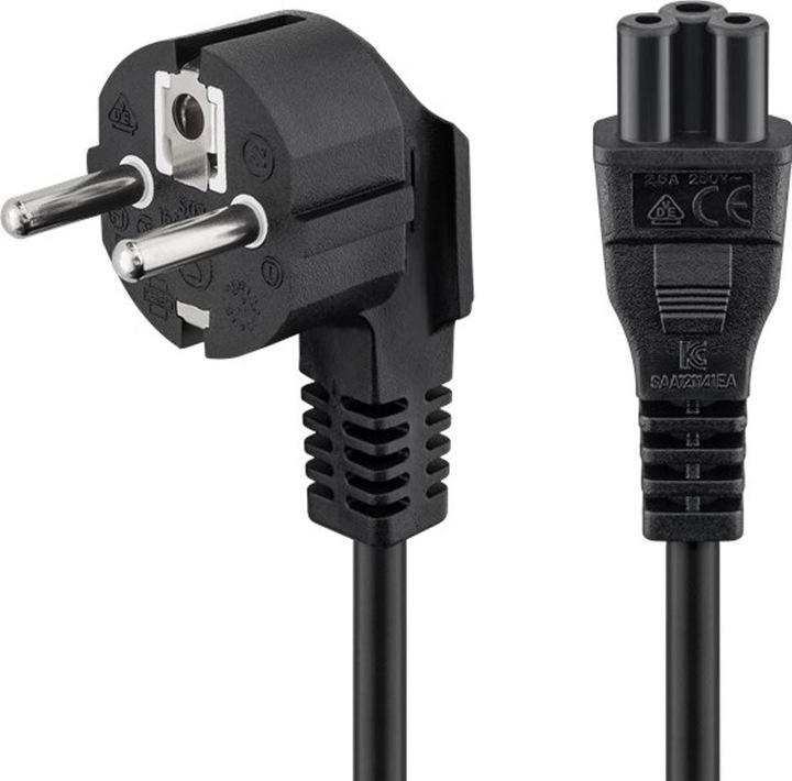 Produktbild AccuCell Netzanschlusskabel Schutzkontakt abgewinkelt 3,0 Meter Schwarz (3 m)