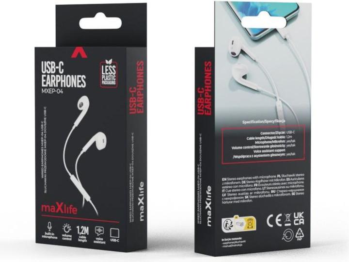 Produktbild Maxlife Kabelgebundene Kopfhörer MXEP-04 USB-C weiss (Kabelgebunden)