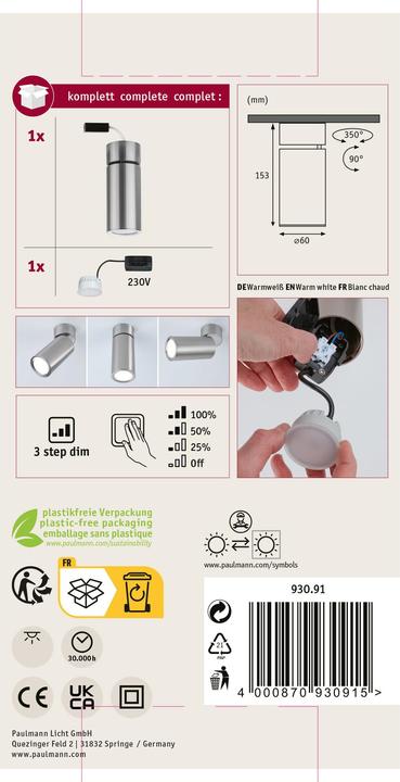 Image du produit Paulmann Kit d'éclairage en saillie Turnal (470 lm)