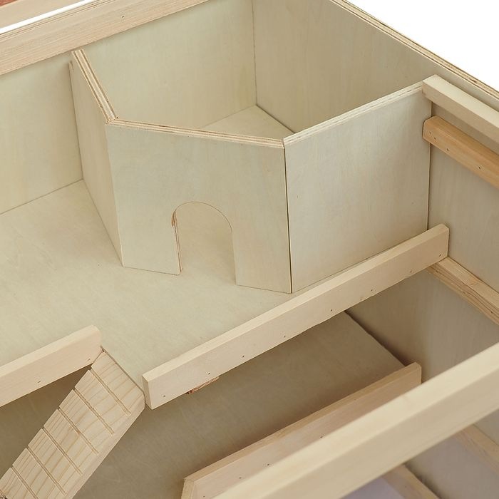 Produktbild Swisshandel24 Hamsterkäfig Nagerkäfig Kleintierstall aus Holz Mäusekäfig mit Treppen Kleintierkäfig Nagervilla Dre