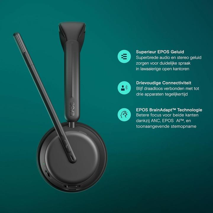 Immagine prodotto EPOS IMPACT 1060 Cuffie Bluetooth stereo ANC con cancellazione attiva del rumore (ANC) (USB-C, Google Meet, Unify, Zoom)