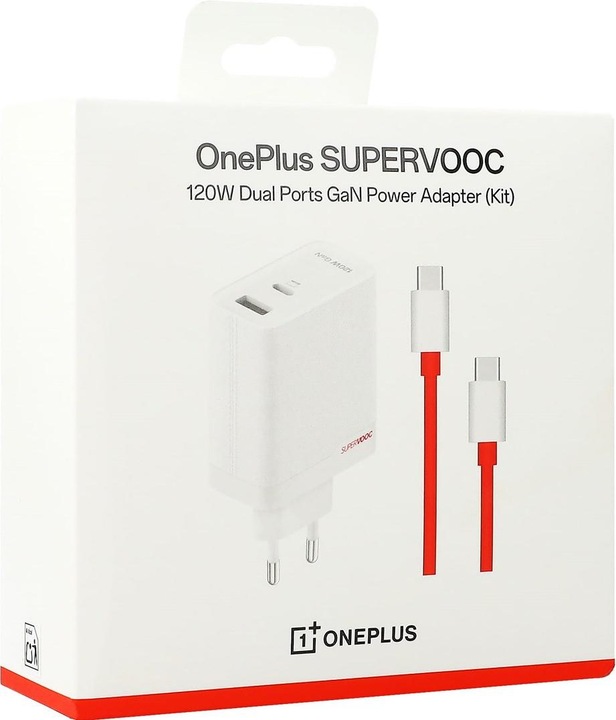 Actual product image OnePlus 120W Dual Ports SuperVooc Adapter + Cable (Type-C + Type-A) - White (120 W)