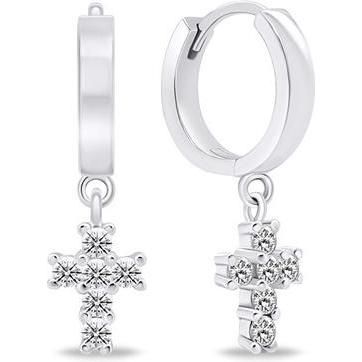 Brilio, Ohrringe, Silver - Silver hoop earrings Cross EA644W
