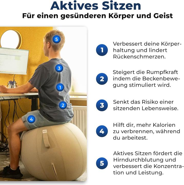 Actual product image Backerz Ergonomischer Sitzball für Büro 75 cm (75 cm)