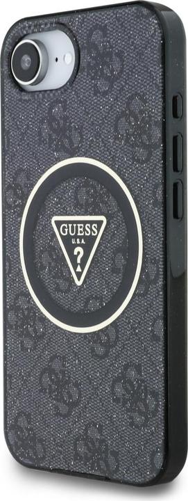 Actual product image Guess Case IML Metal Glitter 4G Circle Triangle MagSafe for iPhone 16e black (Apple iPhone 16e)