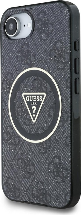 Produktbild Guess Case IML Metal Glitter 4G Circle Triangle MagSafe for iPhone 16e black (Apple iPhone 16e)
