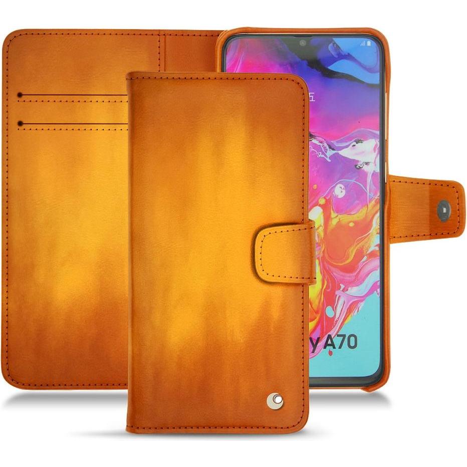 Noreve Lederschutzhülle Wallet (Samsung Galaxy A70), Smartphone Hülle, Orange