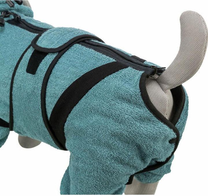 Immagine prodotto Trixie Badjas / Huisoverall Badstof Petrol - 46 Cm (M, Accappatoio per cani, Salopette per cani)