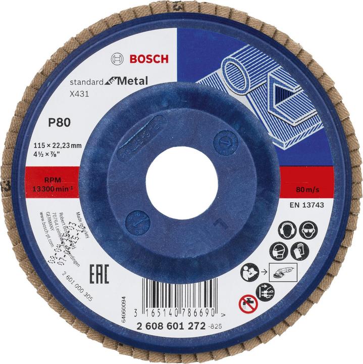 Actual product image Bosch Professional Zubehör Flap disc X431. Standard for Metal 115 x 23 mm. 80 (80)