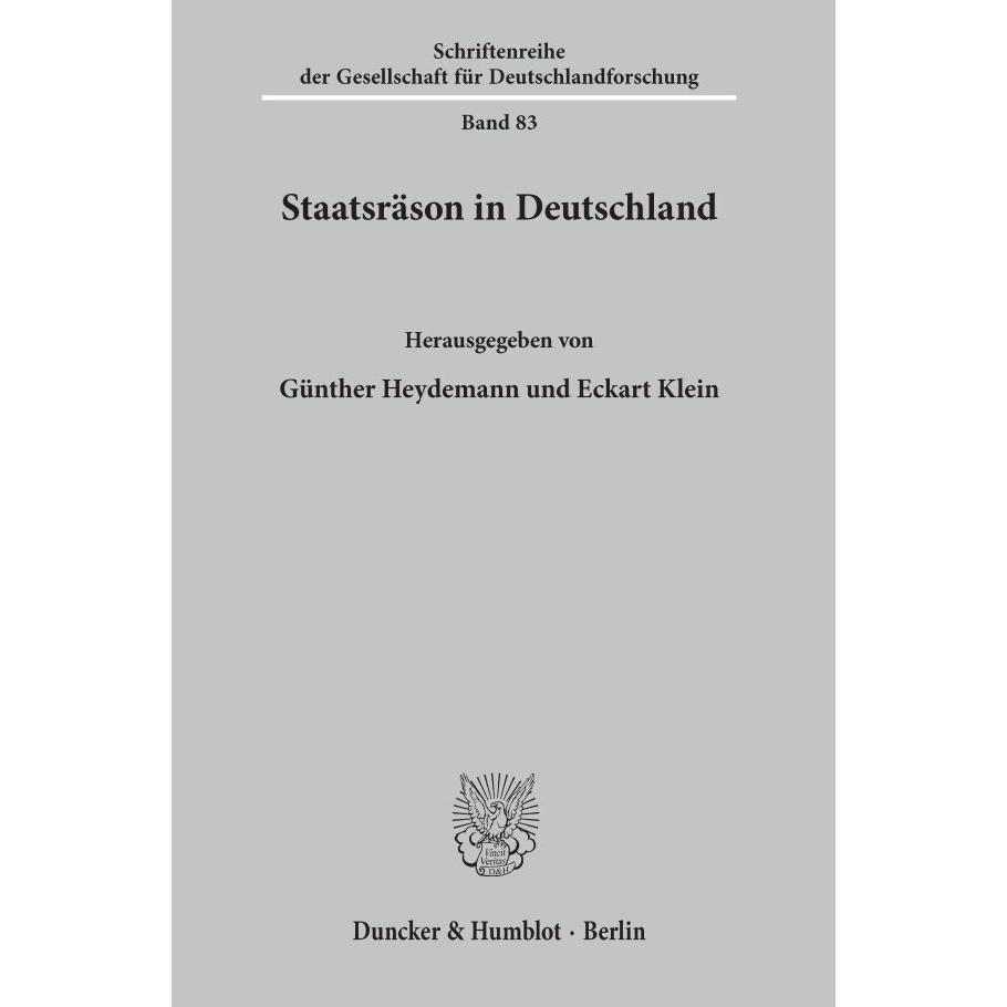 Staatsräson in Deutschland, Fachbücher von Günther Heydemann, Eckart Klein