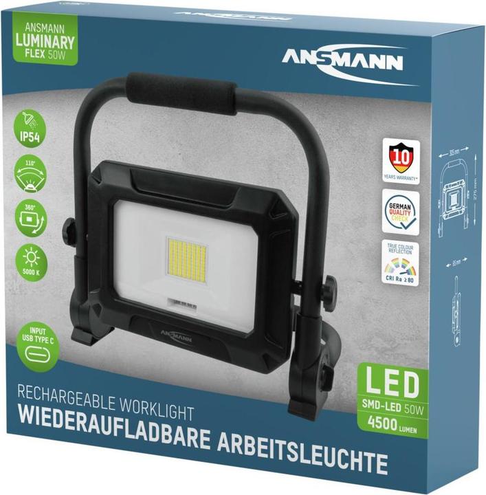 Actual product image Ansmann Work spotlight FL50W-R rechargeable 50 W (4500 lm)