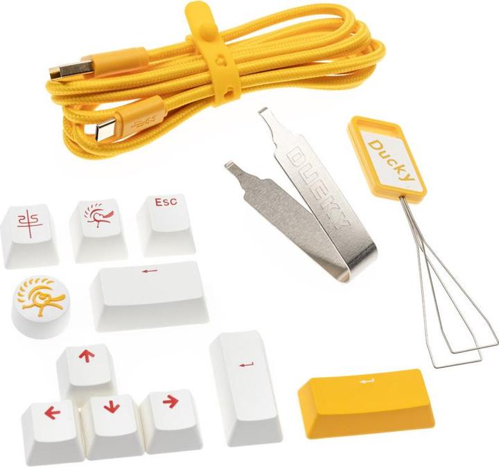 Actual product image Ducky One 3 Yellow Gaming Keyboard, RGB LED - MX-Red (US) (US, Cable)
