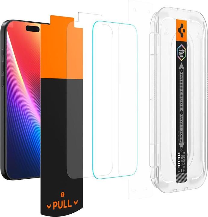 Produktbild Spigen - Glas.tR EZ-FIT Pro - iPhone 16 Pro / iPhone 17 / iPhone 17 Pro - Clear (1 Stück, Apple iPhone 16 Pro, Apple iPhone 17, Apple iPhone 17 Pro)